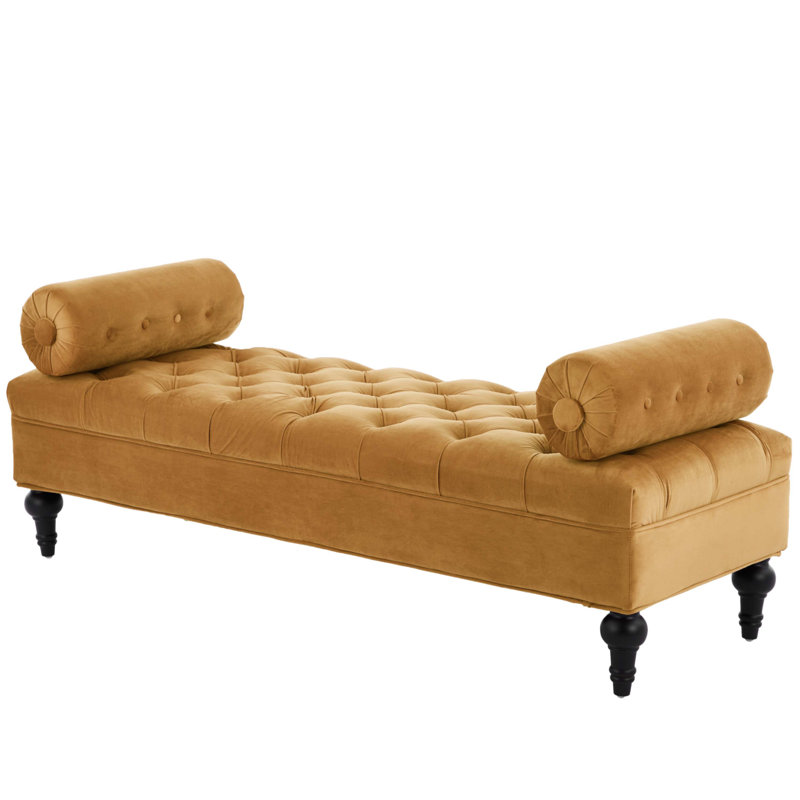 Modern Bedroom Bench, Velvet Upholstered Bench with 2 Detachable Pillows, Comfy Upholstered Footstool, Bench for End of Bed, Ottoman for Bedroom