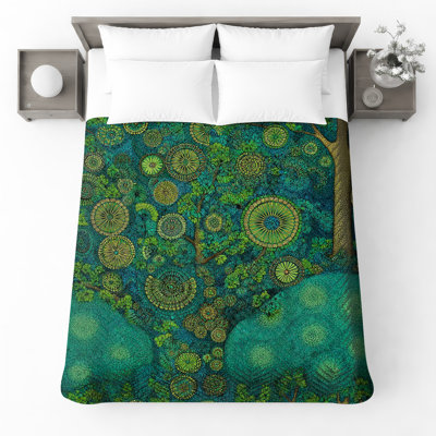 Intricate Tree Mosaic Quilted Bedspread All Sizes