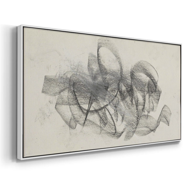 Série abstraite-cmxxxvii - Toile tendue avec châssis encadré - Prêt à être accroché, H 21 po x l 41 po, Blanc