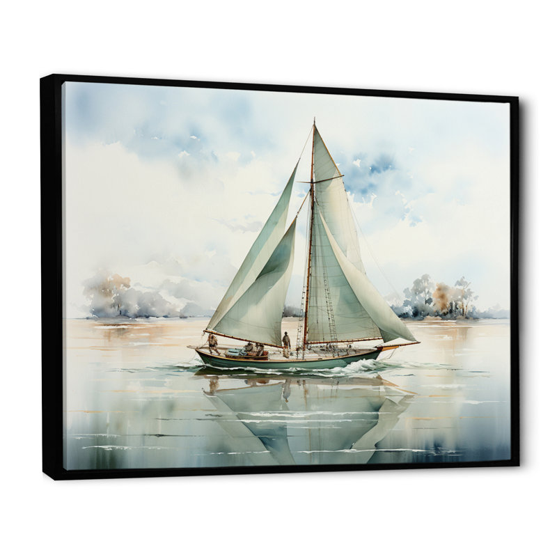 Mininmalisme voilier solitude II - décoration murale nautique et plage, H 30 po x l 40 po x P 1,5 po, Cadre flottant noir