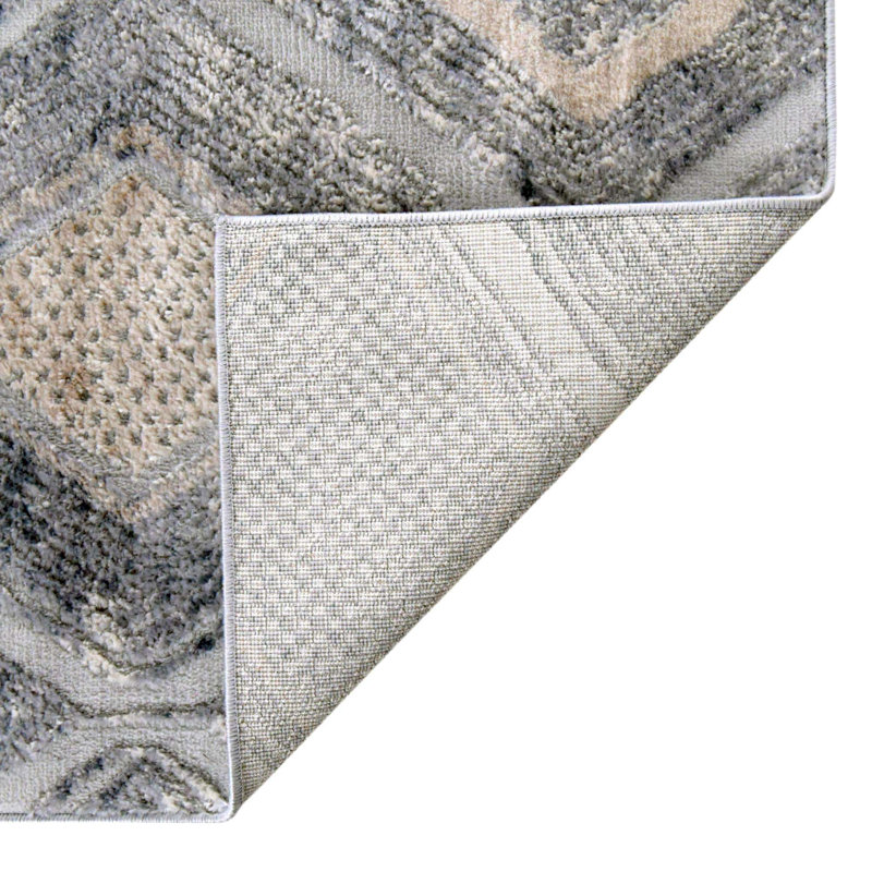  Tapis géométrique gris / bleu, Rectangle 8 pi x 10 pi