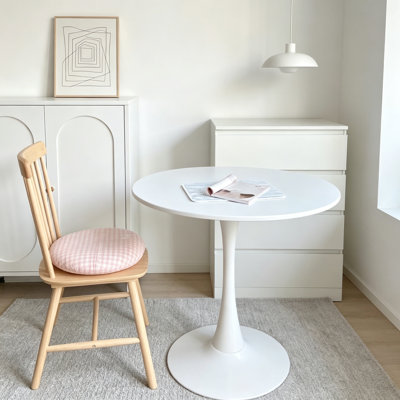 Table ronde blanche, table de salle à manger moderne, plateau en panneau de fibres à densité moyenne et table tulipe ronde en acier, table basse de style Mid-Century pour le salon de 24 pouces, vendredi de l'Action de grâce, Cyber lundi, cadeaux de Noël