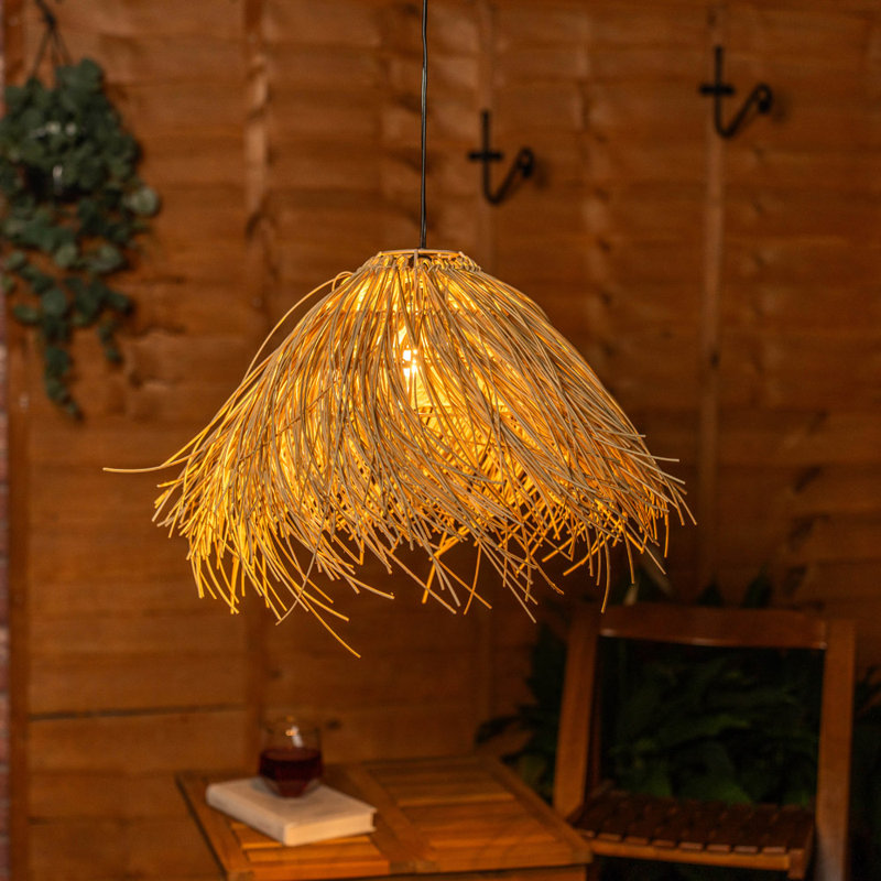 Natural Grass Solar Powered Outdoor Hanging Pendan LED Outdoor Pendant
