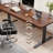 Nut-Brown Rectangular Hight adjustable Solid Wood desk-108201921