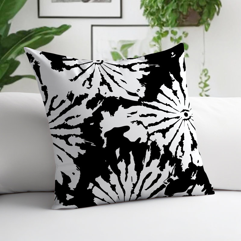 Coussin Cecil, H 15 po x l 15 po, Noir / blanc