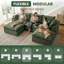 Canapé modulaire en forme de L Cloud, canapé modulaire en forme de L 3 places, avec repose-pieds amovible à 2 sièges profonds, sans assemblage, vert-223985667-223985684