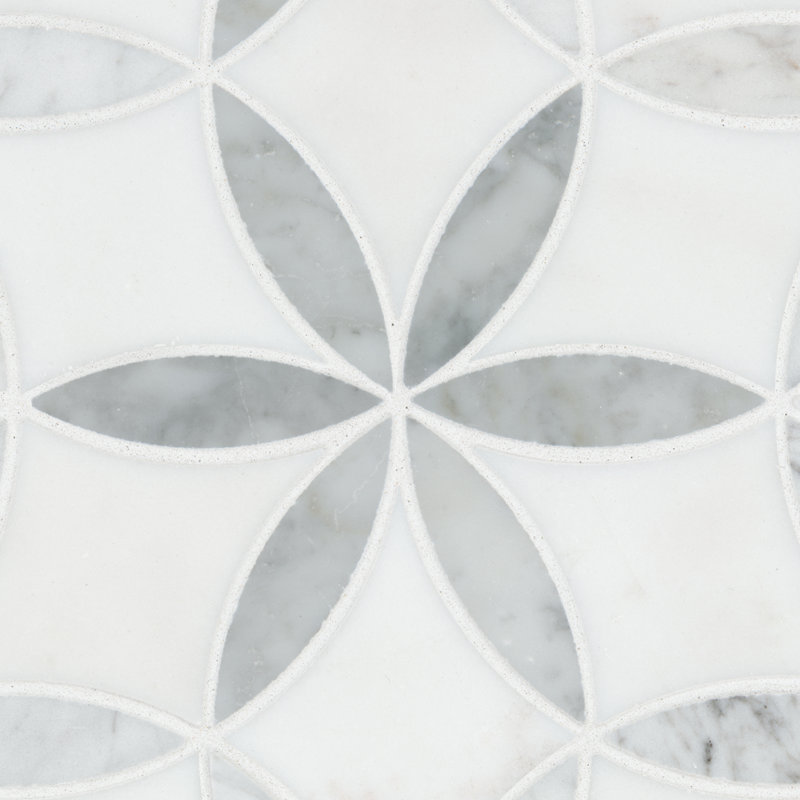 Carreau de mosaïque en marbre poli pour plancher et mur 9 po x 10 po Obscura Fiorello