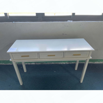 Bureau de coiffeuse crème blanc avec 3 tiroirs, coiffeuse polyvalente