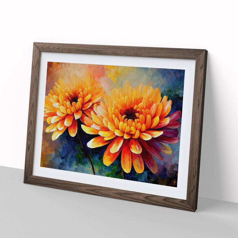 Chrysanthemum Flowers Vol.4 - Framed Print, 34cm H x 46cm W x 2cm D, Walnut Framed
