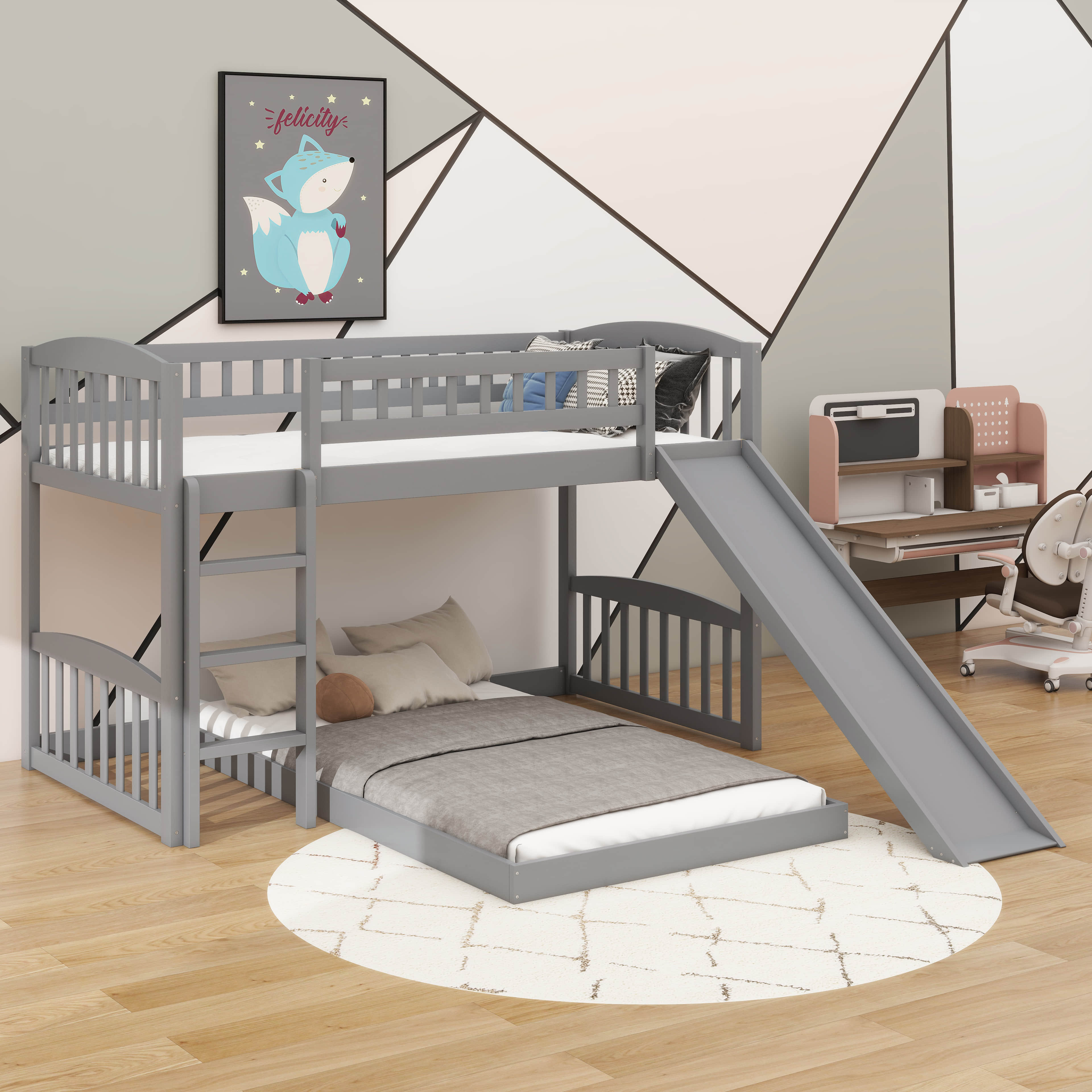 Harriet Bee Twin Over Twin Bunk Bed With Slide And Ladder - Wayfair Canada