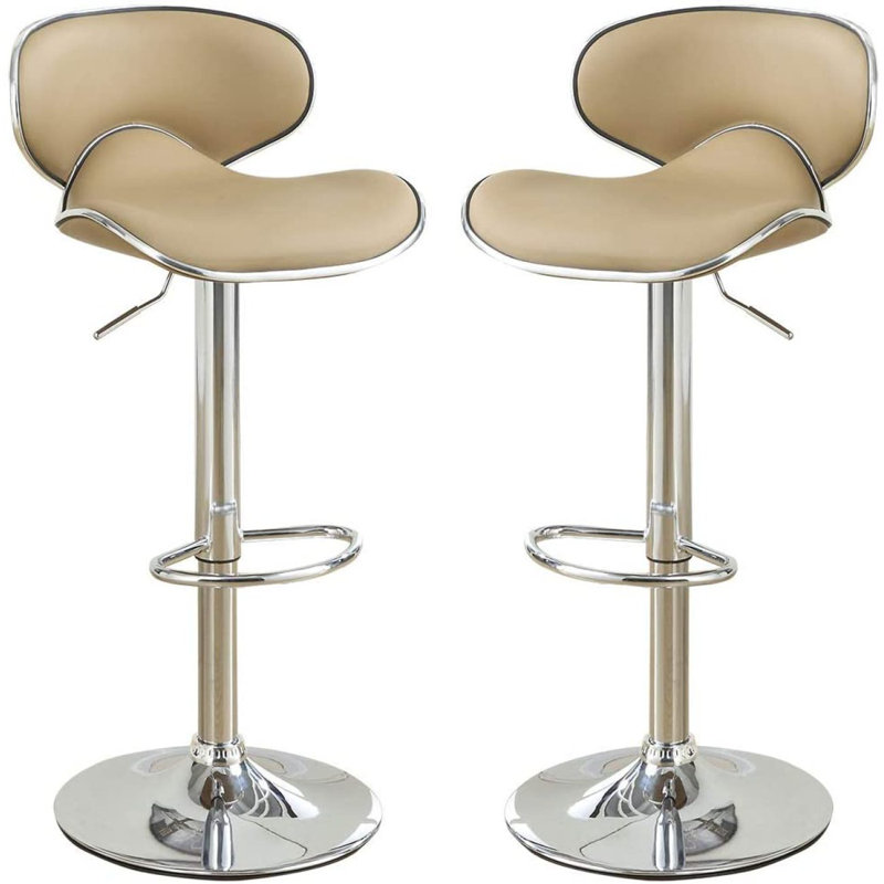 Ensemble de 2 tabourets de bar en similicuir brun à hauteur de comptoir en PVC