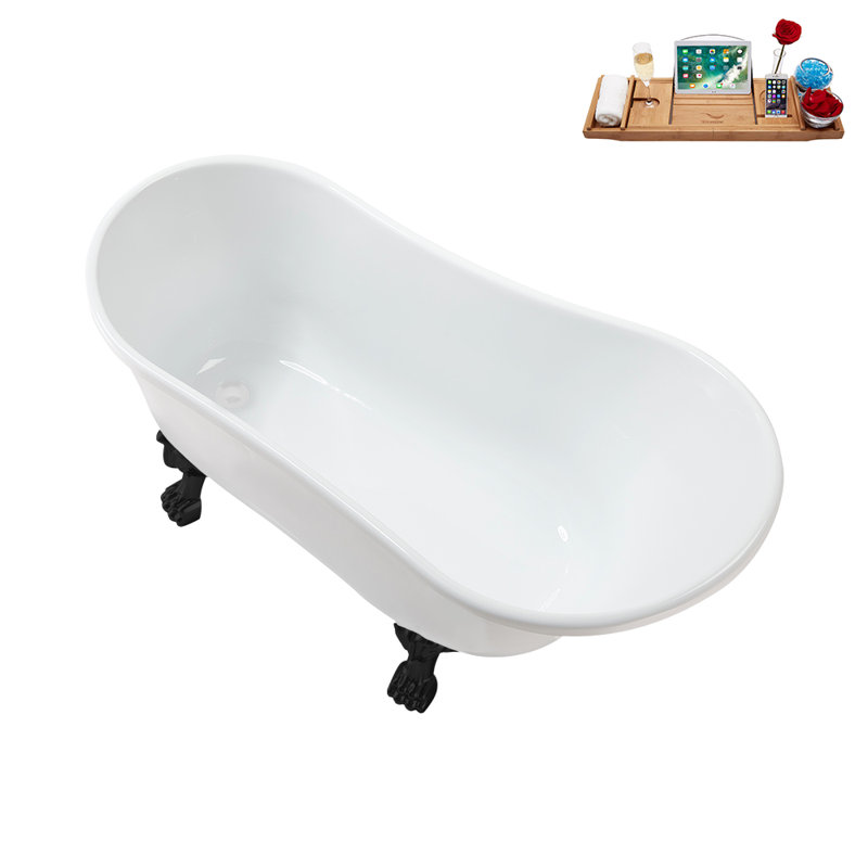 51.2'' x 25.6'' Soaking Acrylic Bathtub, Matte Black, Glossy White