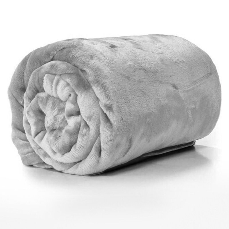 Carsonhill Reversible Mink Faux Fur Plush Fleece Throw/ Blanket, Silver, W230 x L270cm