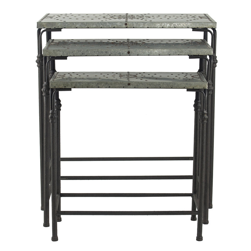 Set of 3 The Gilbert Nesting Tables Metal Plant Stand, L:24x14x26" M:21.5x11.5x23" S:19x9x20"