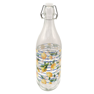 Lucrezia Decor Home Glass Bottle with Stopper for Lemons, Ideal for Water, Drinks and Kitchen Decoration, 32 cm Height