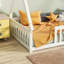 Lit simple en forme de tente, lit tipi avec garde-corps, lattes, blanc-416842484