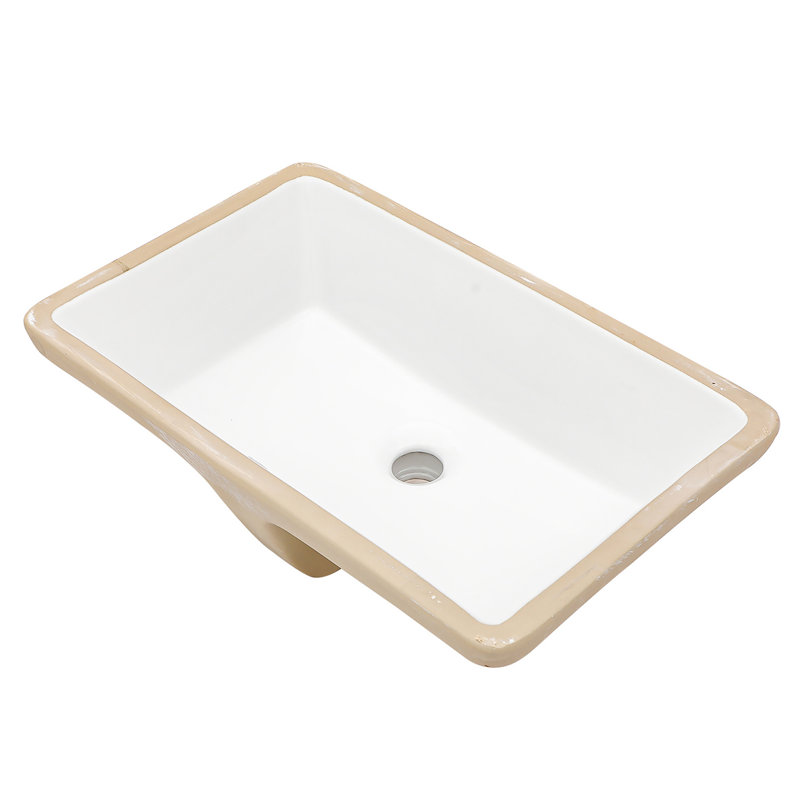 Rectangular White Ceramic Undermount Bathroom Sink 21X13 Inches, Modern Classic Design, Stain European Inspired Easy To Maintain
