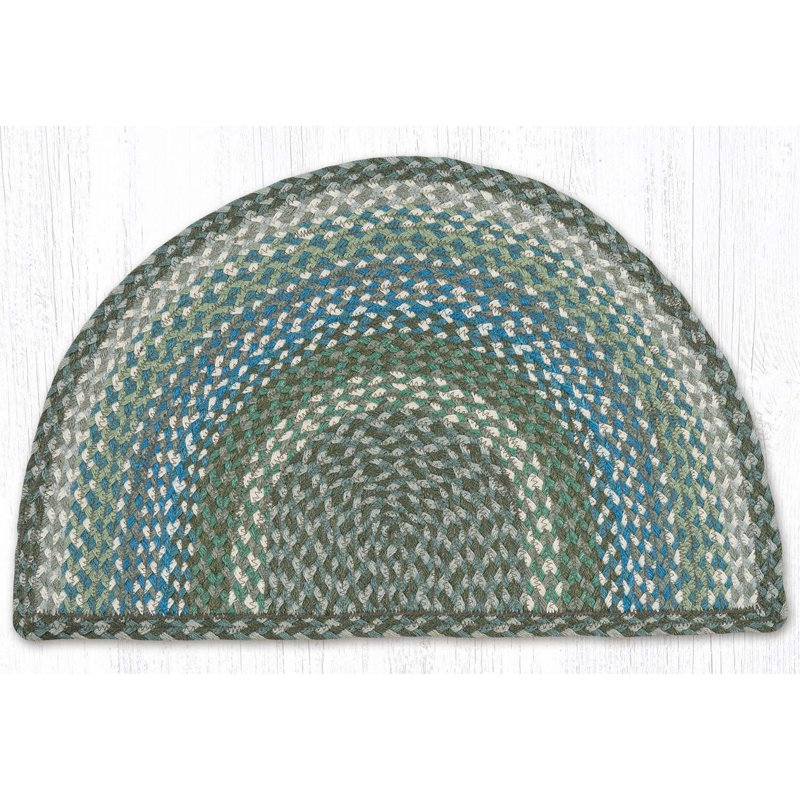  Hand-Braided Jute Slice Rug for Small Spaces 18"x29", Sage/Ivory/Settlers Blue