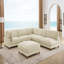 Canapé modulaire à large assise en velours côtelé-130623798