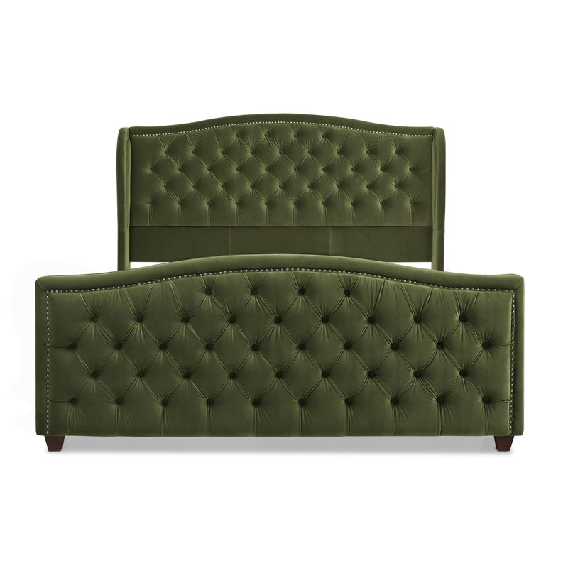 Lit tapissier à oreilles Coleman, Très grand, Velours vert olive