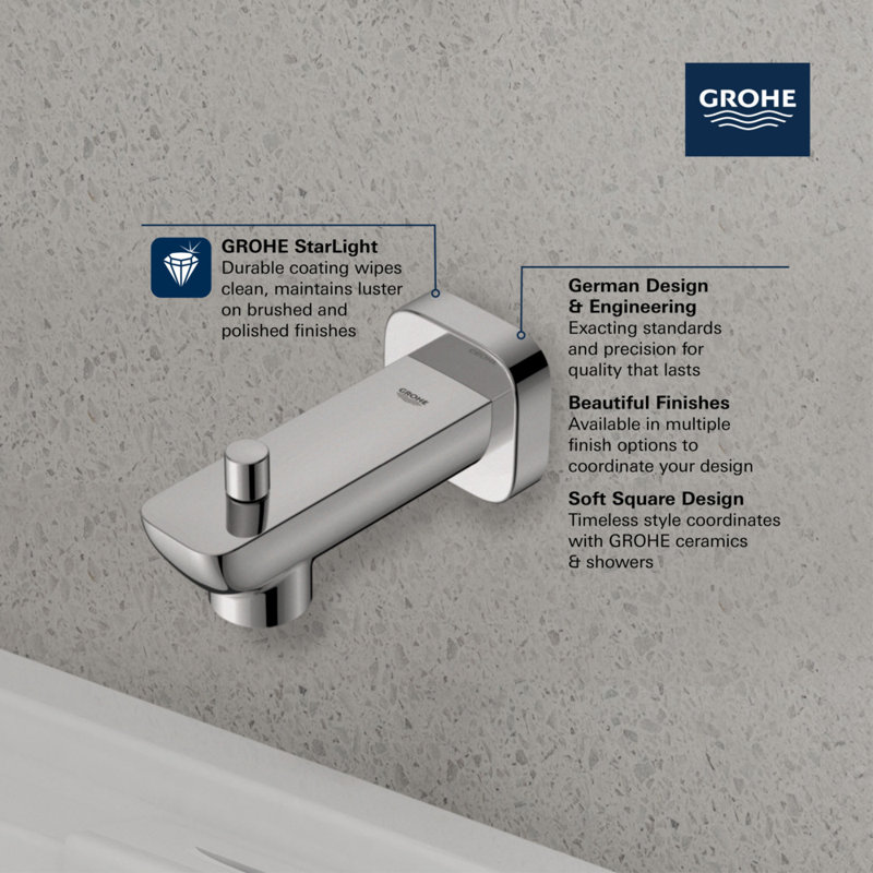 Cubeo Diverter Tub Spout, Brushed Cool Sunrise