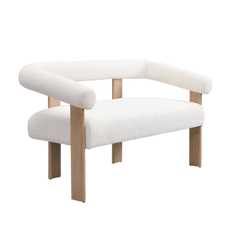 Erik Round Armrest Loveseat, Natural, Beige