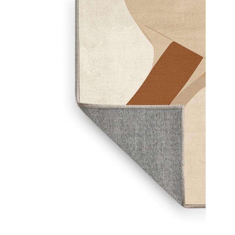Tapis de raquette de tennis de table minimaliste beige lavable à la machine - Reliure beige, 5 x 7