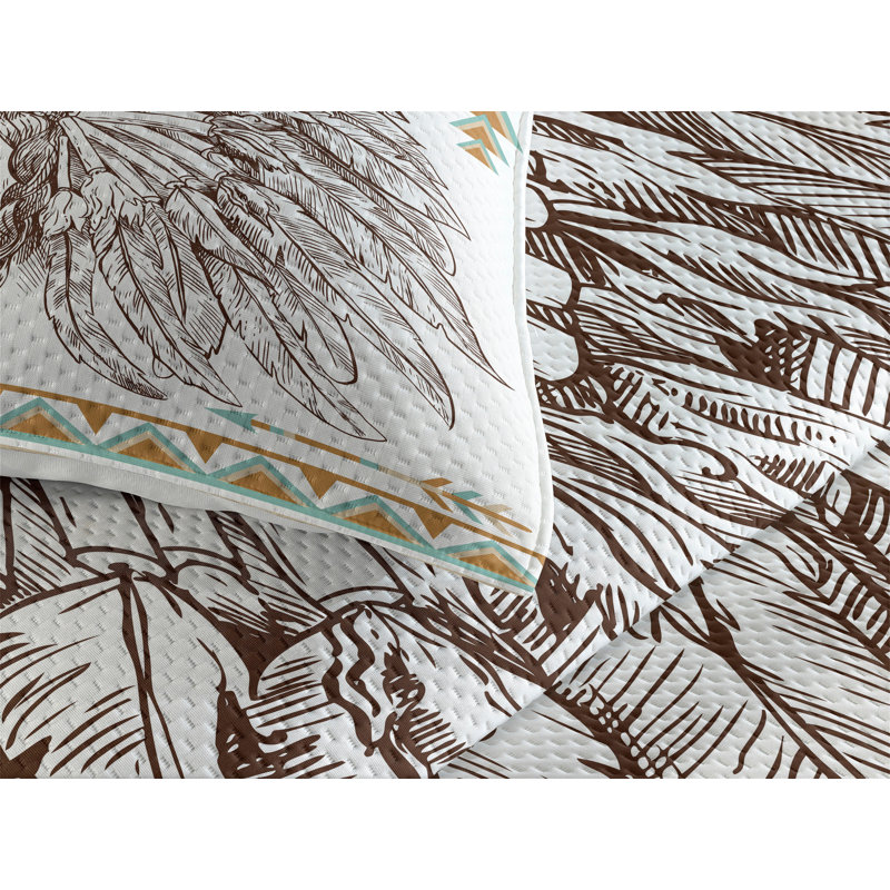 Ethnic Rustic Coverlet, King Bedspread + 2 Shams