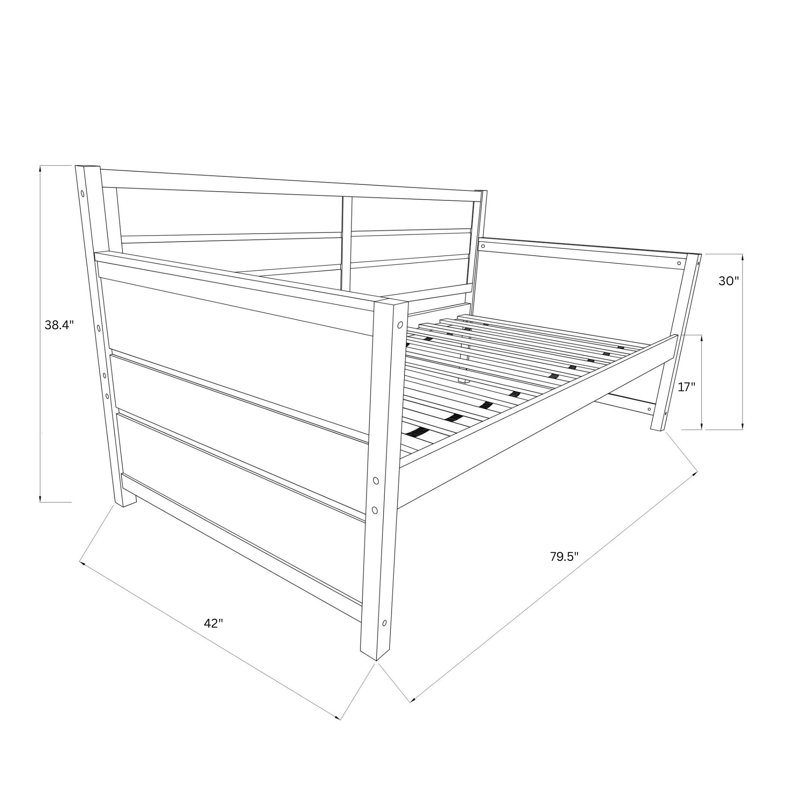 Braunste Twin MDF Wood Daybed, Mattress Not Included, Weathered Brown