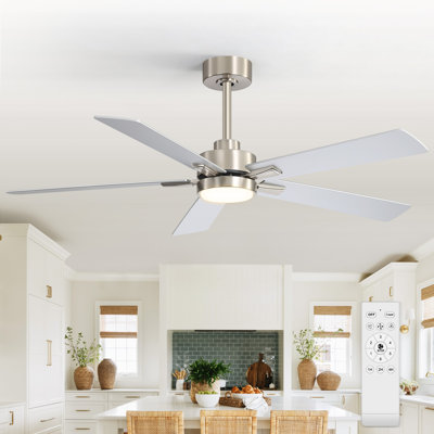 Ventilateur de plafond de 52 po à fixation sur tige avec ensemble d'éclairage et télécommande Rolanda