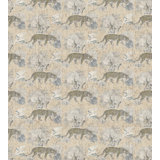 Leopard Walk Toile Metallic Wallpaper Roll