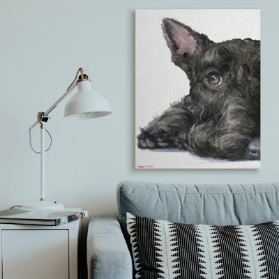 «Sleepy Scottish Terrier Portrait Adorable Pet Dog» par George Dyachenko - peinture sur toile