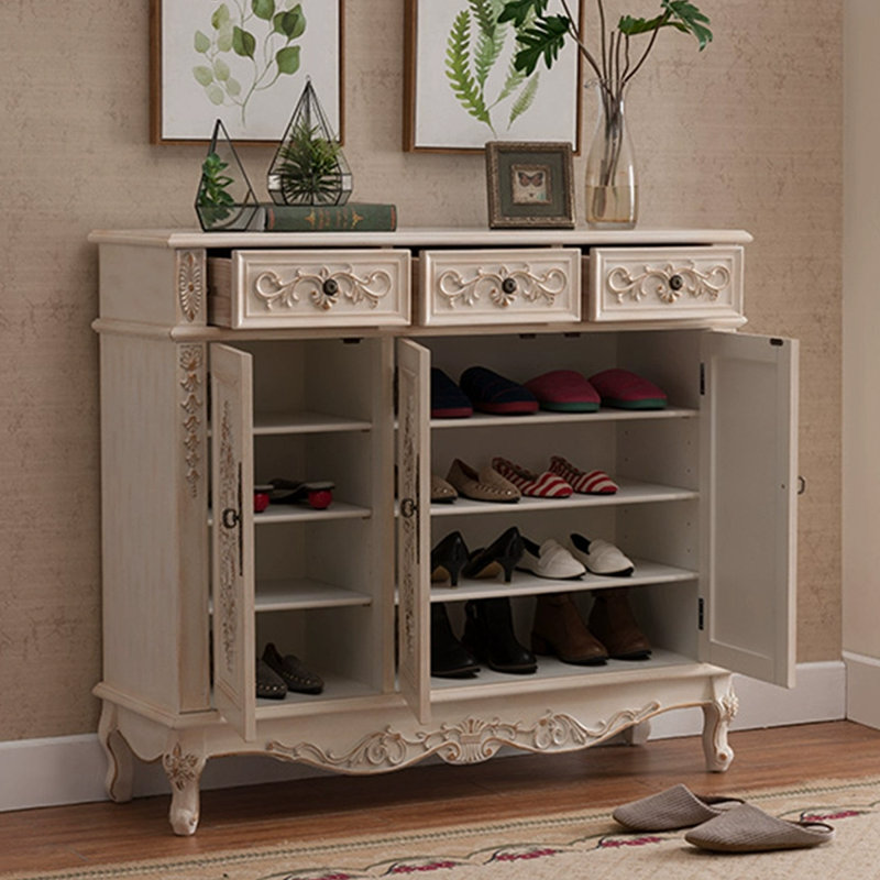 Banc de rangement blanc pour chaussures en bois massif, 43.7" H x 59.06" W x 13.78" D