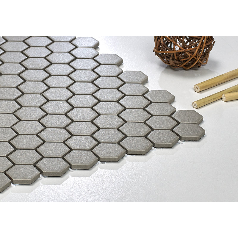 Urban 1" x 1" Porcelain Hexagon Mosaic Tile, Gray Hexagon