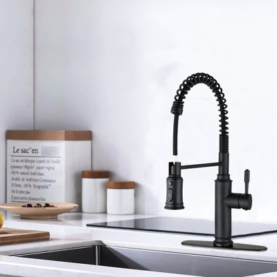 Matte Black Stainless Steel Touch Kitchen Faucet With Pull-Down , 360-Degree Turning Nozzle For Thorough Sink Cleaning Practise, To Corrosion And Rust, Effortless Water Temperature Flow Alteration