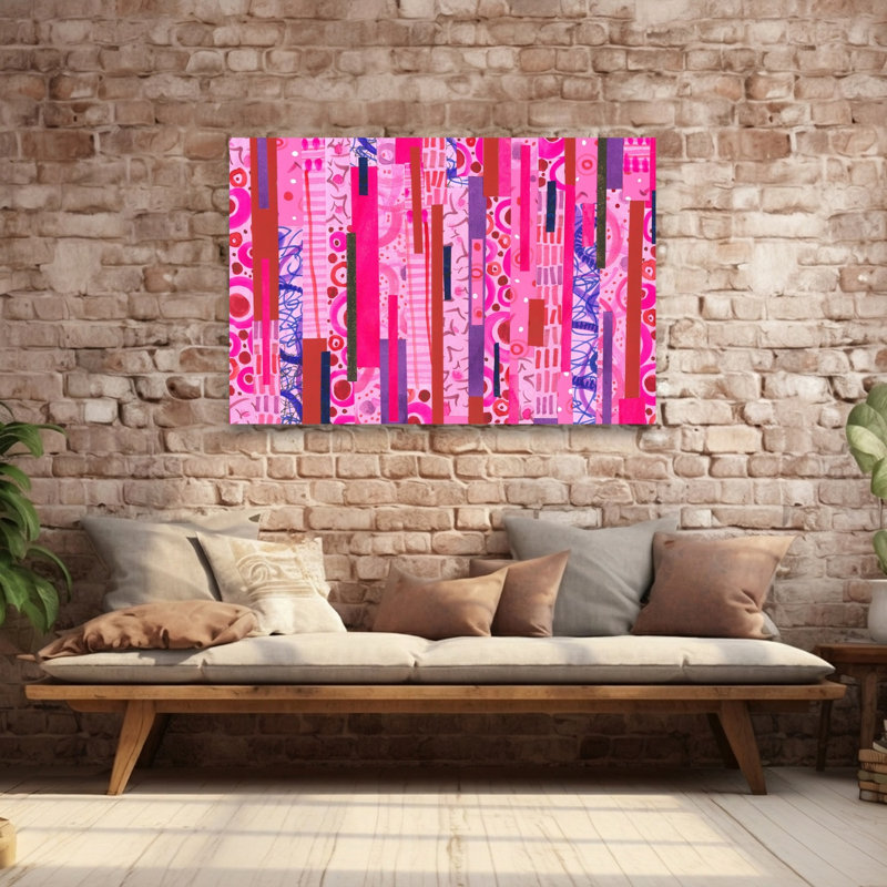 Bold Pink Patterned Stripes Abstract Bold Colorful Wall Art Print by Isabelle Brent - Wrapped Canvas Print