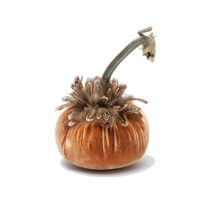 5" Spice Pumpkin w/Pheasant Feather Collar