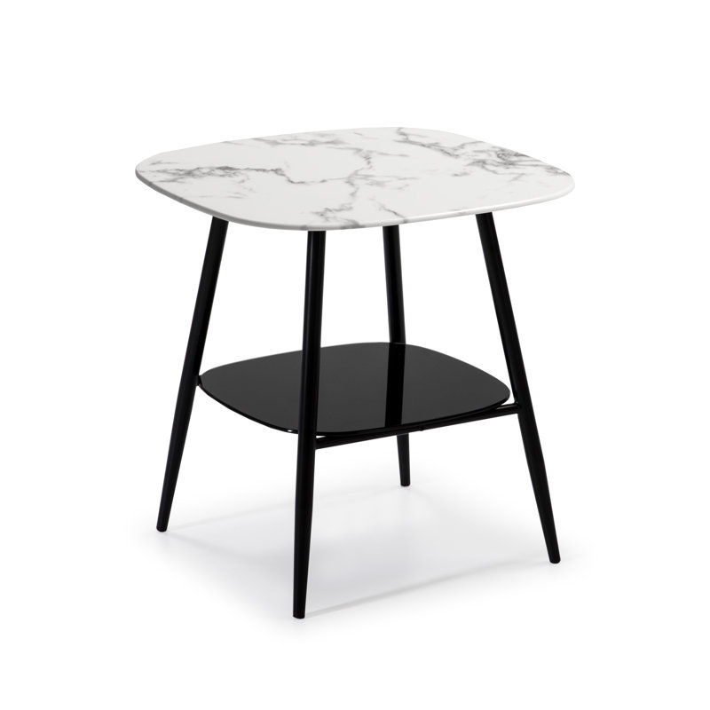 Quitman Glass Top End Table, White