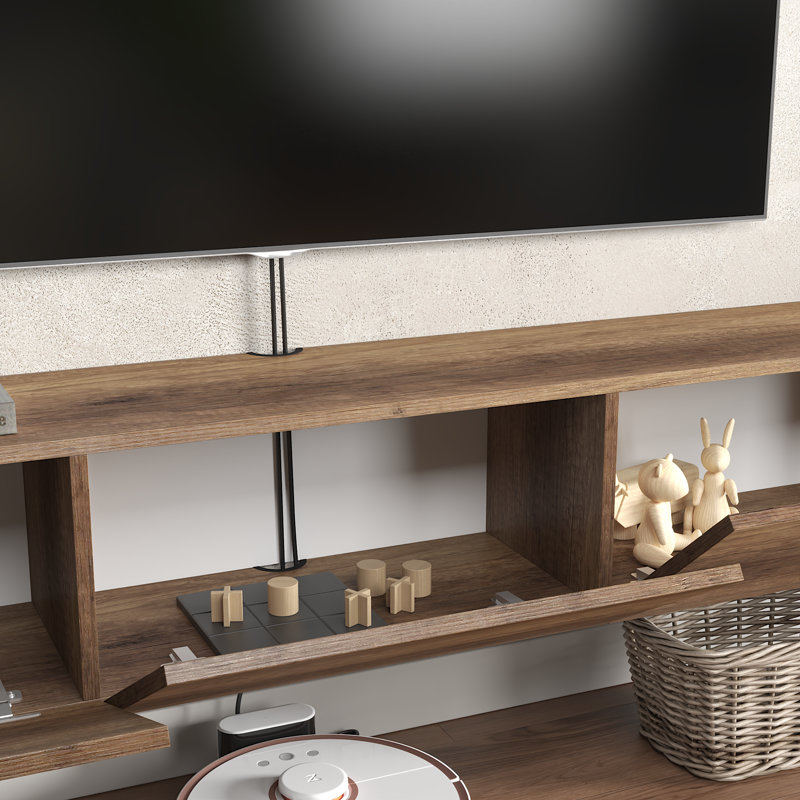 Colima Modern Floating TV Stand Up to 80" TVs Wall-Mounted Media Console with Storage Cabinet, Walnut