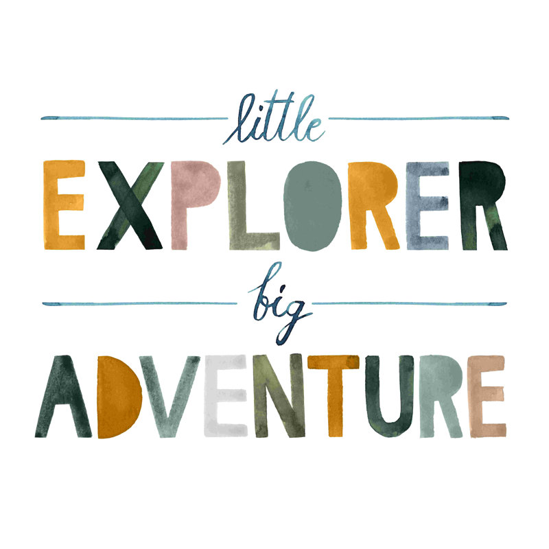 «Little Explorer», art textuel sur toile tendue, H 12 po x l 12 po