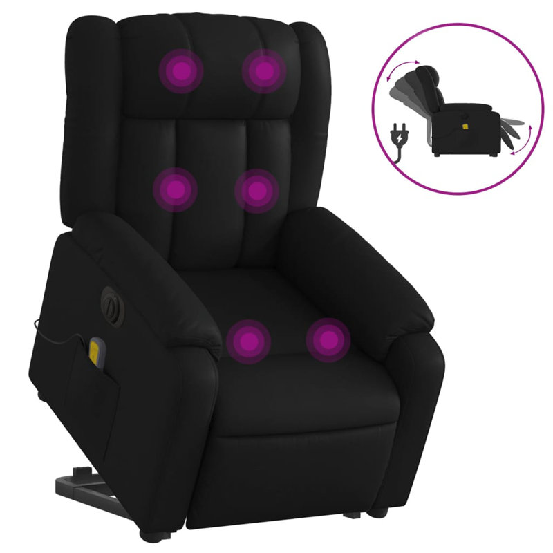 Faux Leather Massage Chair, Electric Push Back, Black