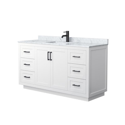 Ensemble de meuble-lavabo simple 60 po avec plateau en marbre Miranda