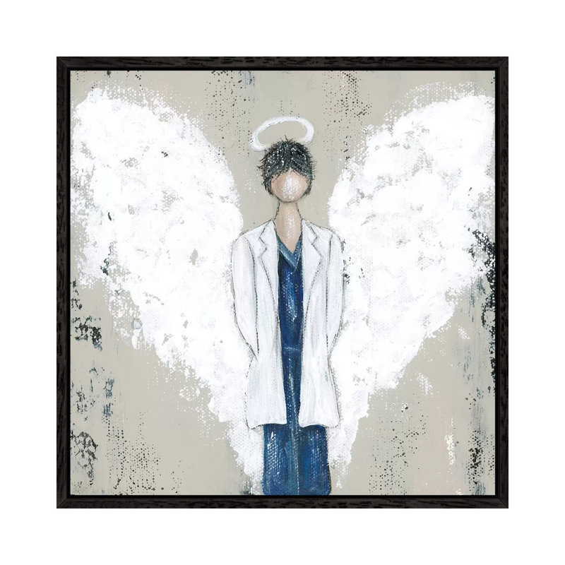 White Doctor Angel by Ashley Bradley - Print on Canvas, 66.04 cm H x 66.04 cm W, Black Framed