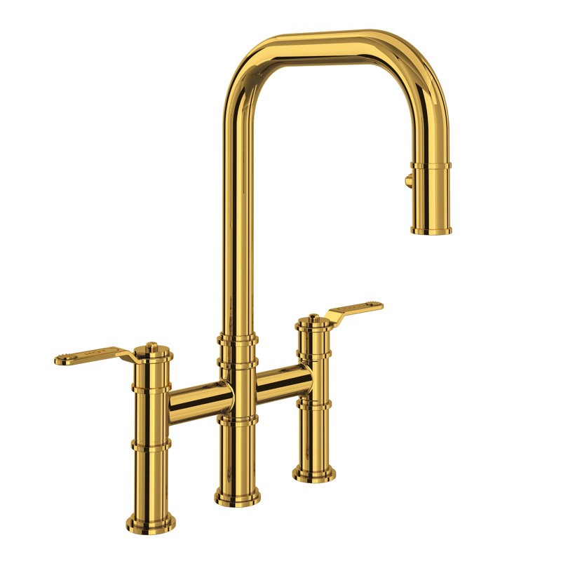 Armstrong™ Pull-Down Bridge Kitchen Faucet, Unlacquered Brass