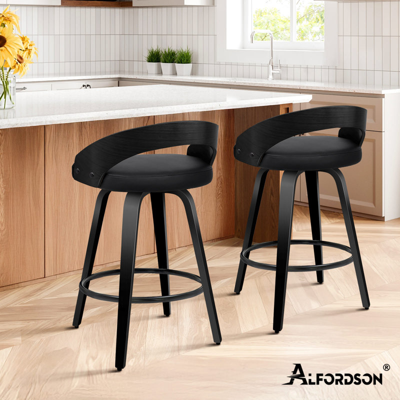 Swivel Upholstered Counter Stool with Metal Frame