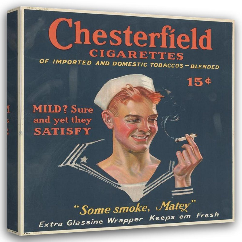 «Chesterfield Cigarettes» par MuseumPrints - Art mural sur toile tendue avec châssis, H 24 po x l 17 po