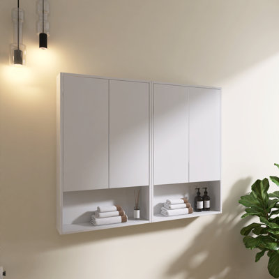 48" Wall-Mounted Bathroom Cabinet With 4 Soft-Close Doors,2 Adjustable Shelves