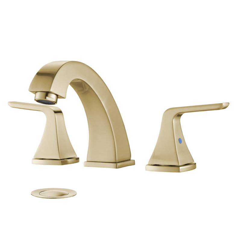 2-handle Bathroom Faucet with Drain Assembly, Brushed Gold
