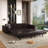 Elysiuma 3-In-1 Faux Leather Pull Out Sofa Bed,92.1" Convertible Sleeper Sofa With Square Arms-2087633454