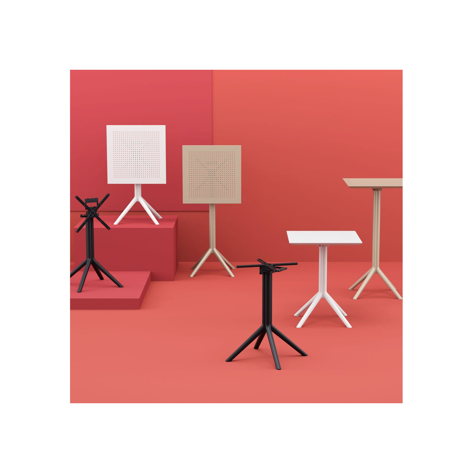 Farrah Folding Plastic Bar Table, Taupe